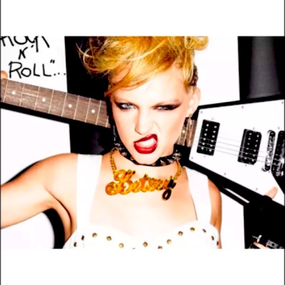 Betsey Johnson script statement necklace